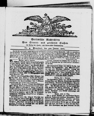 Berlinische Nachrichten von Staats- und gelehrten Sachen vom 09.01.1802