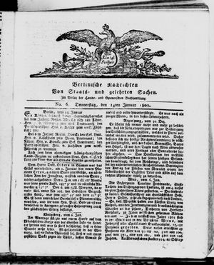 Berlinische Nachrichten von Staats- und gelehrten Sachen vom 14.01.1802