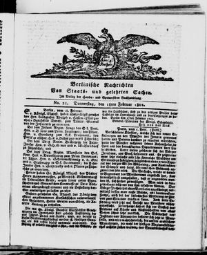 Berlinische Nachrichten von Staats- und gelehrten Sachen vom 18.02.1802
