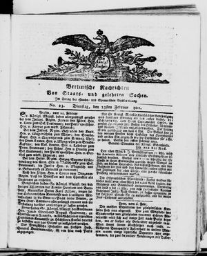 Berlinische Nachrichten von Staats- und gelehrten Sachen vom 23.02.1802