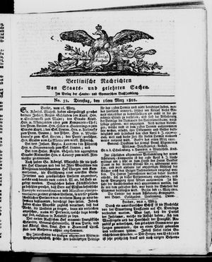 Berlinische Nachrichten von Staats- und gelehrten Sachen vom 16.03.1802