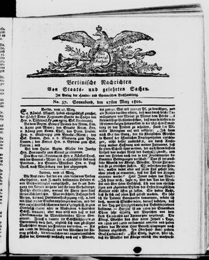 Berlinische Nachrichten von Staats- und gelehrten Sachen vom 27.03.1802