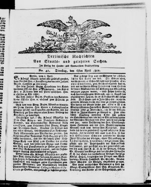 Berlinische Nachrichten von Staats- und gelehrten Sachen vom 06.04.1802