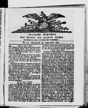 Berlinische Nachrichten von Staats- und gelehrten Sachen vom 24.04.1802