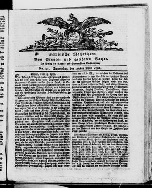 Berlinische Nachrichten von Staats- und gelehrten Sachen vom 29.04.1802
