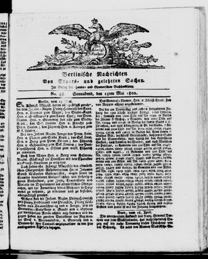 Berlinische Nachrichten von Staats- und gelehrten Sachen vom 15.05.1802