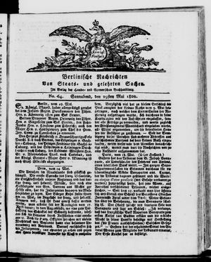 Berlinische Nachrichten von Staats- und gelehrten Sachen vom 29.05.1802