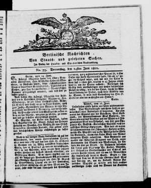 Berlinische Nachrichten von Staats- und gelehrten Sachen vom 24.06.1802