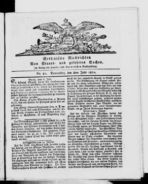 Berlinische Nachrichten von Staats- und gelehrten Sachen on Jul 8, 1802