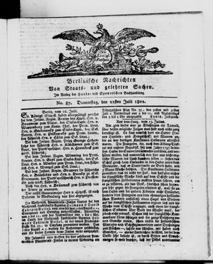 Berlinische Nachrichten von Staats- und gelehrten Sachen vom 22.07.1802