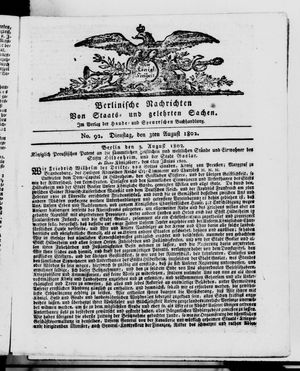 Berlinische Nachrichten von Staats- und gelehrten Sachen vom 03.08.1802