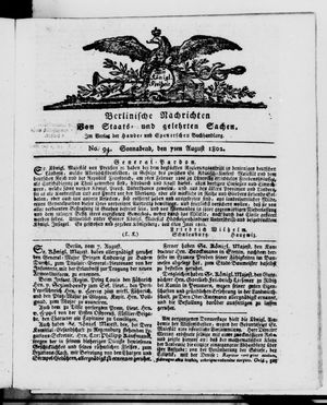 Berlinische Nachrichten von Staats- und gelehrten Sachen vom 07.08.1802