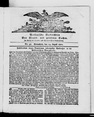 Berlinische Nachrichten von Staats- und gelehrten Sachen vom 15.08.1802