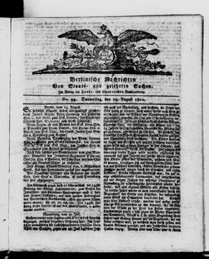 Berlinische Nachrichten von Staats- und gelehrten Sachen vom 19.08.1802