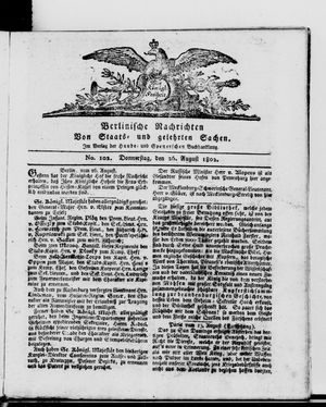 Berlinische Nachrichten von Staats- und gelehrten Sachen vom 26.08.1802