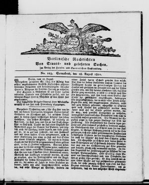 Berlinische Nachrichten von Staats- und gelehrten Sachen vom 28.08.1802