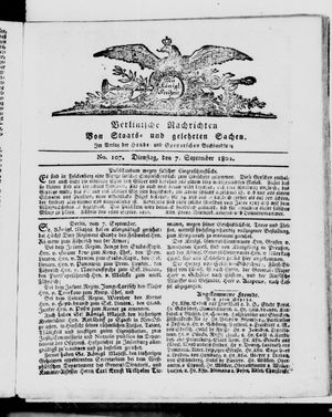 Berlinische Nachrichten von Staats- und gelehrten Sachen vom 07.09.1802