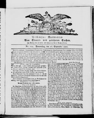 Berlinische Nachrichten von Staats- und gelehrten Sachen vom 16.09.1802