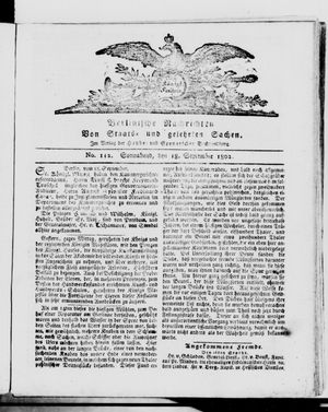 Berlinische Nachrichten von Staats- und gelehrten Sachen vom 18.09.1802