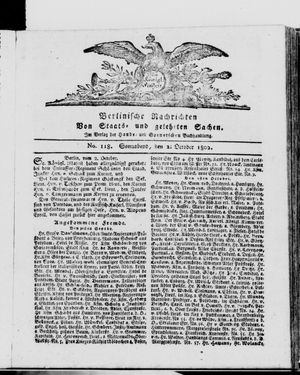 Berlinische Nachrichten von Staats- und gelehrten Sachen vom 02.10.1802