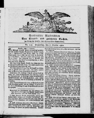Berlinische Nachrichten von Staats- und gelehrten Sachen vom 07.10.1802