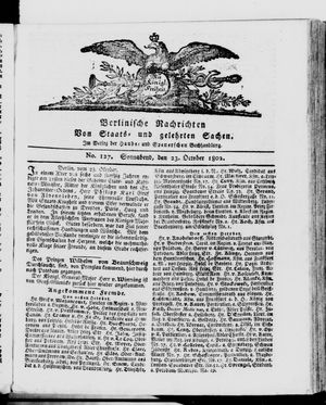 Berlinische Nachrichten von Staats- und gelehrten Sachen vom 23.10.1802