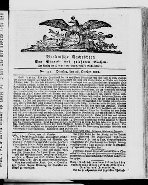 Berlinische Nachrichten von Staats- und gelehrten Sachen vom 26.10.1802