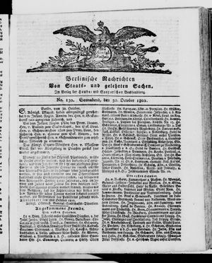 Berlinische Nachrichten von Staats- und gelehrten Sachen vom 30.10.1802