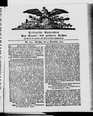 Berlinische Nachrichten von Staats- und gelehrten Sachen vom 09.11.1802