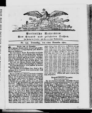 Berlinische Nachrichten von Staats- und gelehrten Sachen vom 18.11.1802
