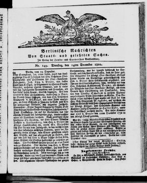 Berlinische Nachrichten von Staats- und gelehrten Sachen vom 14.12.1802