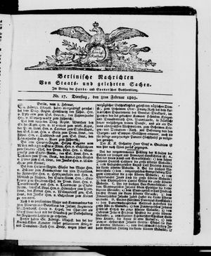 Berlinische Nachrichten von Staats- und gelehrten Sachen vom 08.02.1803