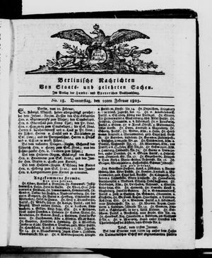 Berlinische Nachrichten von Staats- und gelehrten Sachen vom 10.02.1803