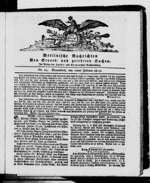 Berlinische Nachrichten von Staats- und gelehrten Sachen on Feb 12, 1803