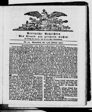 Berlinische Nachrichten von Staats- und gelehrten Sachen vom 19.02.1803