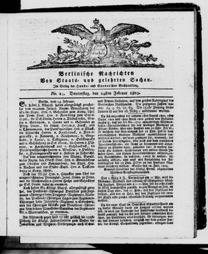 Berlinische Nachrichten von Staats- und gelehrten Sachen vom 24.02.1803