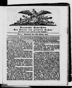 Berlinische Nachrichten von Staats- und gelehrten Sachen vom 26.02.1803