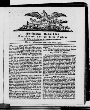 Berlinische Nachrichten von Staats- und gelehrten Sachen vom 26.03.1803