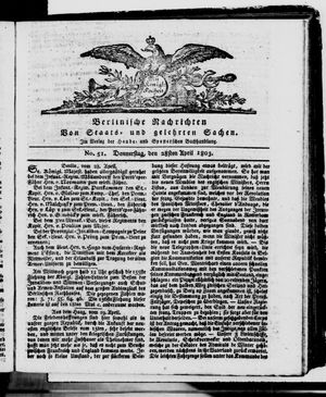 Berlinische Nachrichten von Staats- und gelehrten Sachen vom 28.04.1803