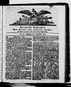 Berlinische Nachrichten von Staats- und gelehrten Sachen vom 17.05.1803