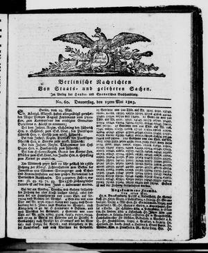 Berlinische Nachrichten von Staats- und gelehrten Sachen vom 19.05.1803