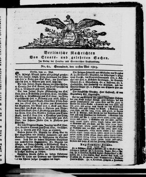 Berlinische Nachrichten von Staats- und gelehrten Sachen vom 21.05.1803
