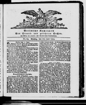 Berlinische Nachrichten von Staats- und gelehrten Sachen vom 07.06.1803