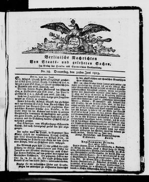 Berlinische Nachrichten von Staats- und gelehrten Sachen vom 30.06.1803