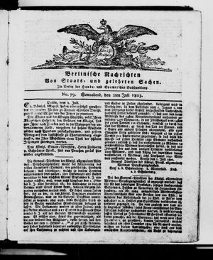 Berlinische Nachrichten von Staats- und gelehrten Sachen on Jul 2, 1803