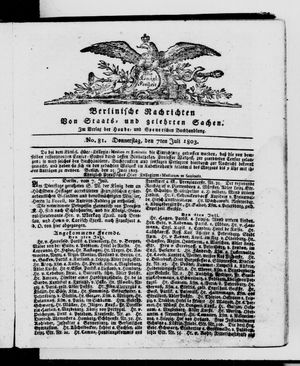 Berlinische Nachrichten von Staats- und gelehrten Sachen vom 07.07.1803