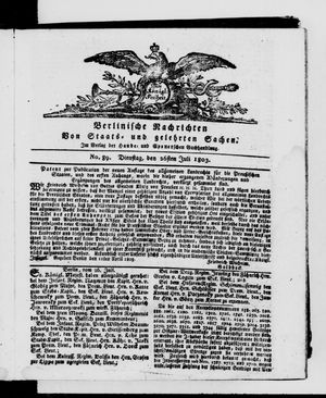 Berlinische Nachrichten von Staats- und gelehrten Sachen vom 26.07.1803