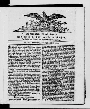 Berlinische Nachrichten von Staats- und gelehrten Sachen vom 28.07.1803