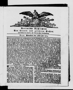 Berlinische Nachrichten von Staats- und gelehrten Sachen vom 30.07.1803