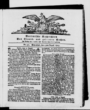 Berlinische Nachrichten von Staats- und gelehrten Sachen vom 13.08.1803